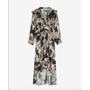 IRO Paris Nuna Midi Dress FR 38 US 6 Abstract Print Parisian Edgy Designer